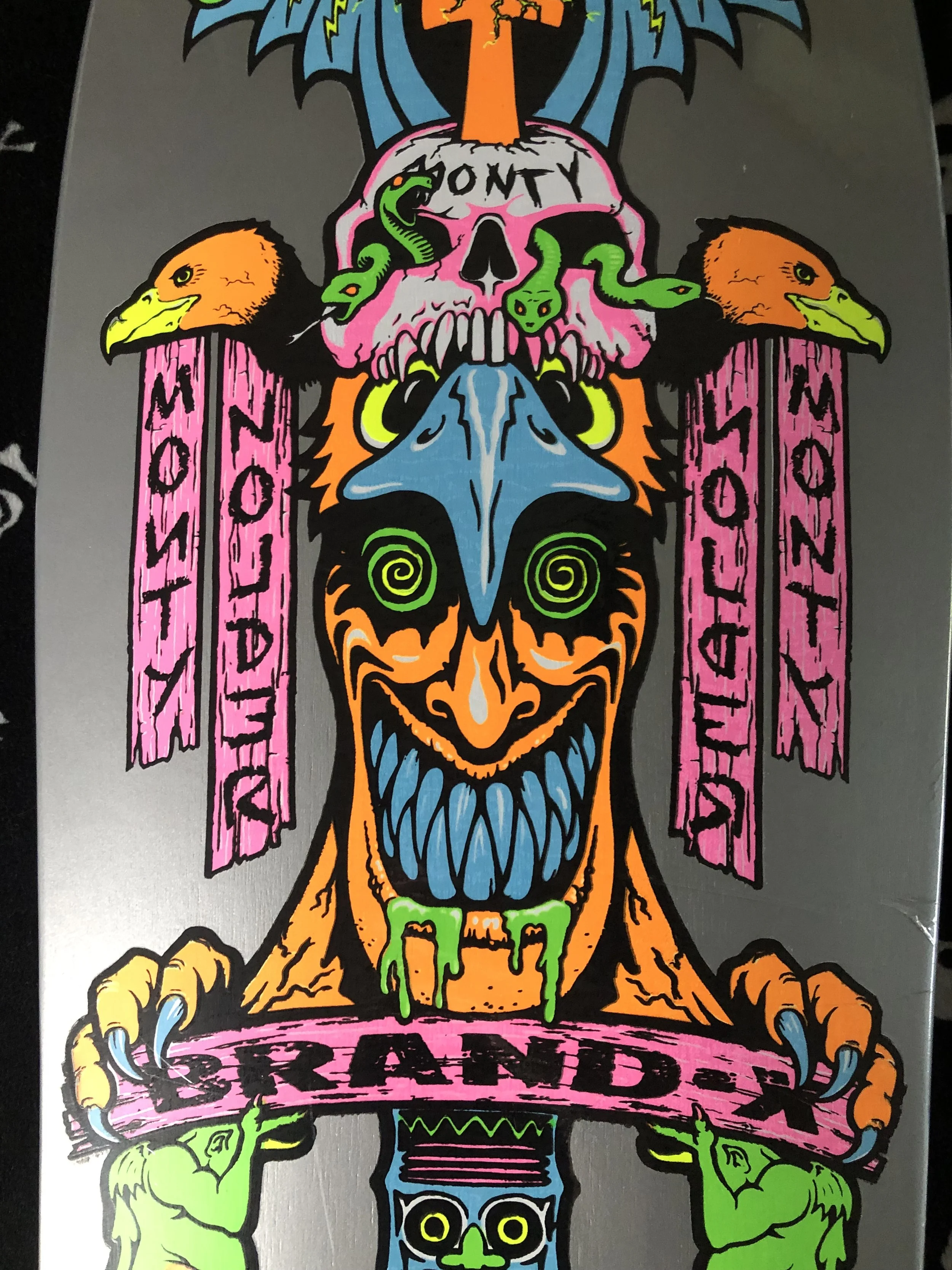 BRAND•X•TOXIC~ BRAND•X MONTY NOLDER 80s TOTEM HAND PAINTED SILVER